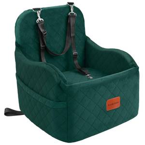 lot 19591 image: Lealchum Dog Booster Car Seat for SmallMedium Dogs,6in Elevated Cushion,Fully Detachable and Washable,2 Storage Pockets & 3 Straps,Fits in FrontBack Seat,Easy to Install (Green,Medium)
