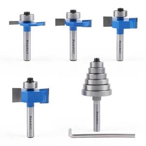 lot 20070 image: Newdeli Rabbet Router Bit Set 14 Inch Shank - 4Pcs Rabbeting Router Bits��18,14,38, 12 Height�� with 6 Bearings Set (38, 12, 58, 34, 78, 1-18 Bearings) - Wood Biscuit Slot Cutters