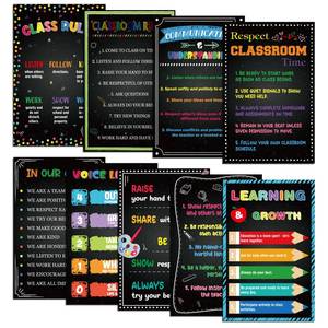 lot 20080 image: Moinchore 9 Pcs Classroom Rules Poster 17 x 11 Educational Posters for Classroom Decorations Motivational Class Posters for Elementary Middle School Kindergarten Back to School Teacher Supplies