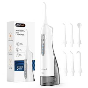 lot 20084 image: Mornwell Water Flosser Cordless, Water Flossers for Teeth - 300ML Tank and 6 Jet Tips, 3 Modes Portable Dental Oral Irrigator, Braces Care, Rechargeable Waterproof Portable Water Flosser (White)
