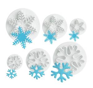 lot 20092 image: Snowflake Cookie Cutter,ilauke 6 Pcs Snowflake Fondant Cutters Decorating Mold Embossing Tool Christmas Biscuit Cutters Winter Snowflake Plunger Cake Cutter for DIY Craft Cookies, Cakes & Party Decor