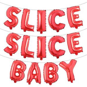 lot 20099 image: Slice Slice Baby Balloons Slice Slice Baby Decoration Slice Slice Baby Shower Decoration Pizza Party Decoration Pizza Birthday Decoration (SLICE SLICE BABY Red)