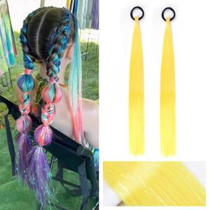 lot 20119 image: ZIRANJUAN 20 Yellow Ponytail Extensions, 2 Pack Straight Hairpiece