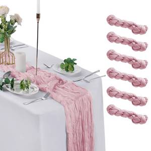 lot 20129 image: flohar 6 Pack Cheesecloth Table Runner 9ft,17 x 108 inch Gauze Table Runner Rustic Romantic Wedding Runner for Wedding Bridal Shower Fall Decoration,Pink