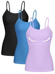 lot 20149 image: ATTRACO Womens Black Camisoles with Built in Shelf Bra Lavender Tank Top for Yoga Sports L