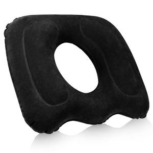 lot 20200 image: Leinuosen 1 Pcs Inflatable Seat Cushion 18.1 x 15.7 x 4.7 Portable Pillow Height Adjustable Hemorrhoid Pillow for Tailbone Back Pain Bed Sore Home Car Chair Wheelchair Sitting (Black)