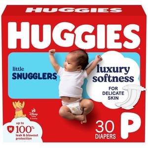 lot 20204 image: Huggies Little Snugglers Gentle Protection Diapers - Preemie - 30ct