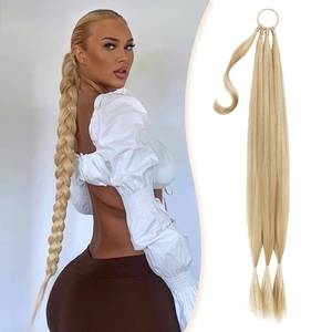 lot 20209 image: Kmzbasg Long Braided Ponytail Extension for Women Soft Lightweight Synthetic DIY Hairpiece Wrap Around Pony Tail Style for Daily Wear & Parties (34 Inch Mixed Dark Gold)