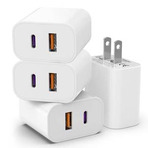 lot 20211 image: 4 Pack i Phone 17 16 15 14 USB C Charger Block, iGENJUN 20W Dual Port QC  PD 3.0 Power Adapter Wall Charger, Double Fast Plug Charging Brick for i Phone 1717 Pro161514X, Galaxy - White