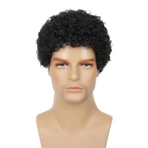 lot 20218 image: Swiking Mens Curly Afro Wigs Short Black Wig for Male Guy Rocker Wig California Halloween Cosplay Costume Full Wigs��Black��