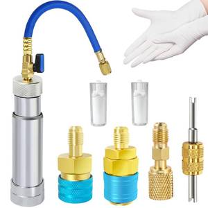 lot 20223 image: AC Oil Injector for R1234yf R134a R410a, AC Dye Injector with Shut-Off Valve, 1234yf Dye Injector with Backflow Prevention Function, AC Dye Oil Injector Kit with R1234yf R134a Couplers R410a Adapter