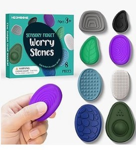 lot 2092 image: Sensory Fidget Worry Stones 8 Pieces Sensory Toy Set