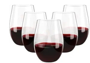 lot 11742 image: Focusline 16 oz Stemless Plastic Wine Glasses 20 Pack Clear 7D-16OZ-20-CLEAR
