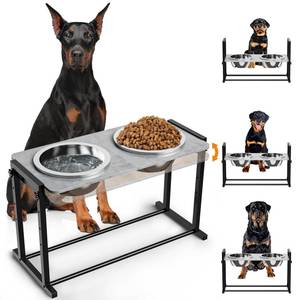 lot 1144 image: Elevated Dog Bowls for Extra Large Dogs, 4 Height Adjustable Tilted Raised Dog Bowl Stand with 2 Stainless Steel 150 oz Bowls, 16.1 Tall Dogs Bowl Stand Feeder for Giant Breed