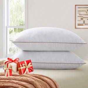 lot 1148 image: Bafode Goose Feather Pillows, Bed Pillows, Queen Size Set of 2, Hotel Pillows for Sleeping, White Pillows Soft Down Alternative Pillows 20x30
