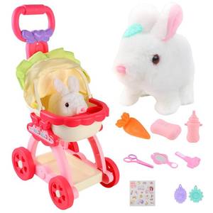 lot 1149 image: Slotlien Bunny Toy for Girls, Extra Large Interactive Plush Rabbit Pet Stroller Set �� Electronic Bunny Walks & Barks, 14-Piece Accessories, Pretend Play, Birthday Gift for Kids Girls