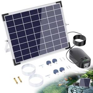 lot 1151 image: POPOSOAP 15W Solar Pond Aerator, Solar Aerators for Ponds with 4400mAh Battery, Solar Aquarium Air Pump with 2 Outlets and Power Display, 3 Mode Solar Air Pump for Fish Pond Tank Hydroponics Wildlife