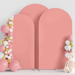 lot 1152 image: Wokceer Wedding Arch Cover (7.2FT, 6.6FT, 6FT) Set of 3 Spandex Fitted Wedding Arch Stand Covers for Round Top Chiara Arch Backdrop Stands Cover for Birthday Party Ceremony Banquet Decor Dusty Rose