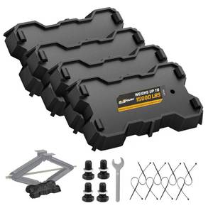 lot 1156 image: RVSHARK 4 Packs RV Stabilizer Jack Pads, 15000 lbs Heavy Duty Leveling Blocks for 8.75-9.5 Length RV Stabilizer Scissor Jack, Solid Non-Slip Rubber Durable Protection Foot for Uneven Ground