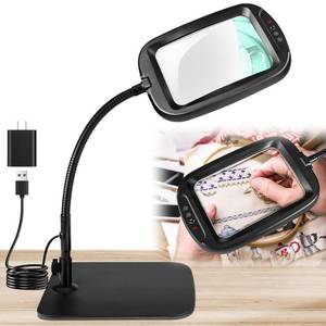 lot 1157 image: 10X 30X 7 Inch Extra Large Magnifying Glass with Light and Stand, 5 Color Modes Dimmable LED Magnifying Lamp with Flexible Gooseneck, Hands Free Magnifier for Reading Crafts Close Work Seniors