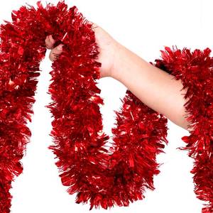 lot 1161 image: 50Ft Red Christmas Garland Decorations,Xams Tinsel Stems Non-Lit Soft Twist Garland Decor for Tree Stairs Railing Front Door Mantle Fireplace Indoor Outdoor Holiday Home