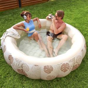 lot 1164 image: SLOOSH Inflatable Swimming Pool,5.5ft x 20 Inch Full-Sized Blow Up Durable Thickened Luxury Above Ground Family Pool with Comfortable Backrest for Summer Water Party Backyard Garden Lawn, Sandy