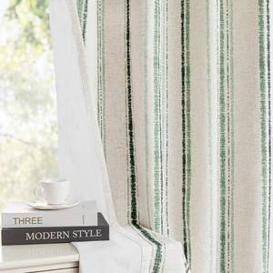 lot 1174 image: MYSKY HOME Green Striped 100% Blackout Curtains 84 Inches Long Linen Blended Double Layer Farmhouse Ticking Stripe Pinstripe Patterned Drapes for Bedroom Living Room, Grommet, 2 Panels, 52 Wide