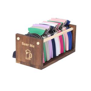 lot 1190 image: GoFika Can Cooler Holder Foam Insulator Sleeves Dispenser Wood Engraved Beer Me�� It��s Happy Hour Somewhere�� Storage for Home & Bar