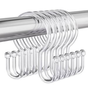 lot 2174 image: Bathway Shower Curtain Hooks, 12Pcs Plastic Shower Hooks for Shower Curtain, Clear Double Hook Shower Curtain Hooks Rust Proof Shower Curtain Hangers