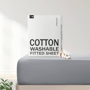 lot 2183 image: FreshCulture Pure Cotton Fitted Sheets Twin Size, 300 Thread Count Percale Sheets for Twin Size Bed, Soft & Breathable Cotton Sheets, Luxury Fitted Sheets Only (Light Grey)
