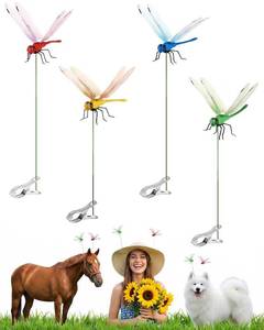 lot 2190 image: 4 Pcs Dragon Fly Clips for Bug Repellent Use, Lifelike 3D Outdoor Decorative Dragonflies with Stakes, Waterproof Garden Ornaments for Patio Porch Plants Yard Backpack Hat Horse, Indoor Outdoor Decor