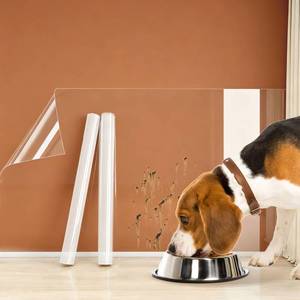 lot 2207 image: Clear Electrostatic Wall Protector, Static Protective Film, Adhesive-Free, No Residue Protection for Behind Trash Cans, Against Dog Scratches, Furniture, Doors, Splashes and Stains (15.78in32.8ft)