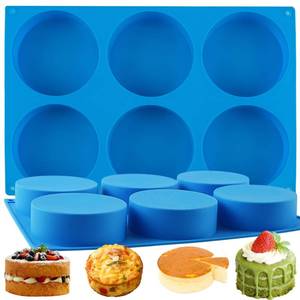 lot 2248 image: Sidosir 2Pcs 4Inch Round Deep Silicone Molds, Deep 1.4Inch Muffin Top Pan Baking Silicone Molds for Cupcake, Hamburger, 6 Cavity Non-Sticking Egg Bite Mold for Cake, Muffin, Breakfast Sandwiches