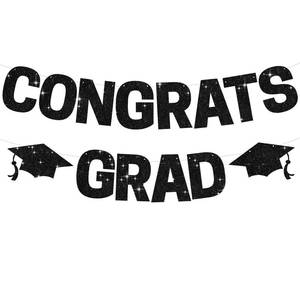 lot 2250 image: BEISHIDA Black CONGRATS GRAD Glitter Banner(NO-DIY),2026 Glitter Graduation Banners Party Decorations, Grad Congrats Class of 2026 Party Supplies,Garland for Congratulation Graduation Decor