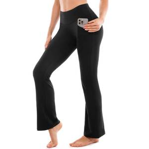 lot 2260 image: SINOPHANT Flare Leggings for Women with Pockets,Yoga Pants Women High Waisted Bell Bottoms Bootcut Yoga Pants Black XXL 30inch