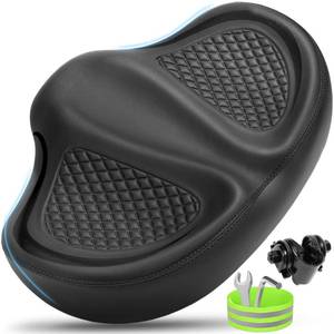 lot 2261 image: CDYWD New Noseless Bike Seat for Men Women Comfort, Extra Wide Soft Padded Bicycle Seat, Large Comfortable Bike Saddle for Peloton, Stationary Exercise Bike, Ebike, Scooter, Beach Cruiser, City Bike