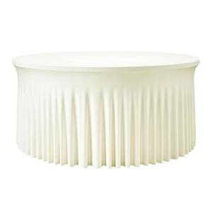lot 2268 image: GEWONELIFE 72 Inch Ivory Round Tablecloth �� Washable Stretch Spandex Fitted Table Cover with Elastic Edge for 6FT Circular Table, Reusable Dining Tablecloth for Wedding, Banquet, Party, Buffet Decor
