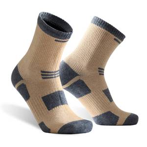 lot 2280 image: RANDY SUN Merino Wool Waterproof Socks, Warm Winter Hiking Trail Running Ski Socks for Women 1 Pair (Beige & Blue,Small)