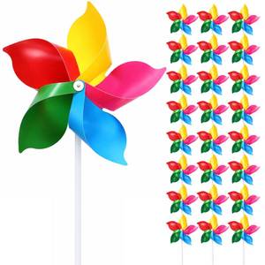 lot 2282 image: Pinwheels, 25 Pack Colorful Wind Spinners with Poles, DIY Windmill Crafts for Garden and Yard Decorations, Outdoor Party Activities and Birthday Celebrations, PVC Material Construction