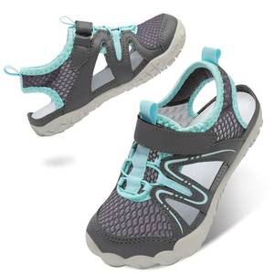 lot 2288 image: LeIsfIt Boys Girls Sandals Kids Breathable Water Sandals Non-slip Lightweight Barefoot Summer Shoes for Beach Swim, Dark Grey, 13 Little Kid