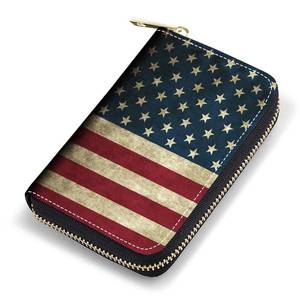 lot 2295 image: FQTBCEARI Credit Card Holder, RFID Blocking Small Leather Card Wallet for Women, Credit Card Wallet Organizer, Pocket Business Card Case with Zipper, American Flag