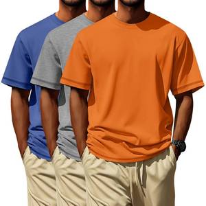 lot 3619 image: Neer 3 Pack Big and Tall Shirts for Men L-7xl, Short Sleeve Men Crewneck Tops Loose Casual Large T-Shirts Summer Basic Tee(Orange, Light Mix Gray, Prussian Blue,XX-Large)