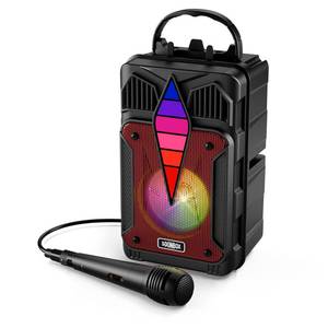 lot 3623 image: Portable Bluetooth Speaker with Voice-Controlled RGB Multi-Color Rhythm Lights, Supports TWSUSBTFFMAUX, Suitable for Home Party or Outdoors (Red)