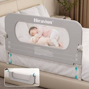 lot 3631 image: Hiravion Bed Rail for Toddlers, Baby Bed Rail Guard with U-Shape Base, Height Adjustable & Foldable Toddler Bed Rails for Full Size, Queen, King, Twin (Grey, 47-Inch)