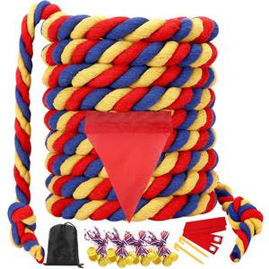 lot 3641 image: Tug of War Rope 60FT Outdoor Yard Games for Kids and Adults, Field Day Family Reunion Birthday Party Games,Carnival Game, Outside Backyard Lawn Yard Games Fun for Team Building Activities, Tricolor