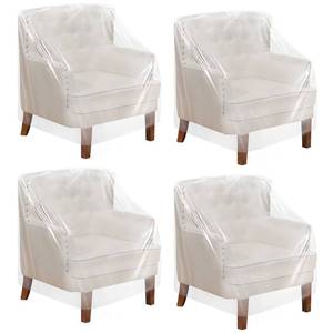 lot 3645 image: Tudomro 8 Pcs Outdoor Plastic Chair Cover Waterproof Armchair Clear Dust Proof Plastic Couch Cover for Furniture Sofa Chair Couch Recliner Furniture Storage and Moving, 37 x 30 x 30 Inch