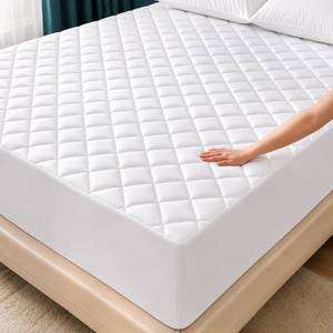 lot 3646 image: Quilted Fitted Mattress Pad, Queen Mattress Protector Topper with Deep Pocket Stretches up to 16 Inches, Machine Washable Mattress Cover by Utopia Bedding (White)