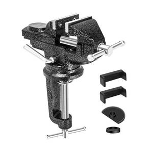 lot 3657 image: Wiselifetech Table Vice 3 Inch Bench Vise Multipurpose Clamp-On Vice with Anvil,360° Swivel Base Portable Clamps Tools for Workbench,Woodworking,Cutting Conduit,Drilling,Sawing,Metalworking,Craft,DIY