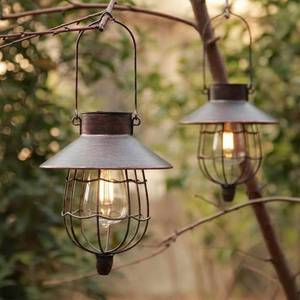 lot 3658 image: YAKii 2 Pack Solar Lantern Hanging Waterproof Outdoor Metal Solar Lamp with Warm White Light Decorate for Yard Garden Pathway Patio Porch Decor (Antique Copper)