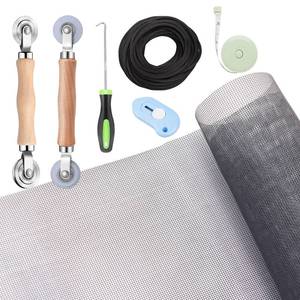lot 3660 image: Windows Screen and Screen Door Repair Kit - 48x118 Fiberglass Mesh Gray with Rolling ToolHookRulerCutterSpline - Window Screen & Sliding Screen Door Replacement for Windows, TOOLTRIZ